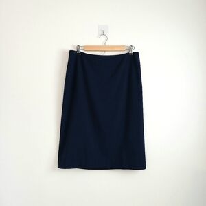 NWT Ralph Lauren Purple Label Navy Blue Wool Double Slit Pencil Skirt